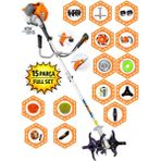 Prowackers German ZYROX-815 Seri Yan Tip Tırpan+ Akrobat Çapalama + Toprak Eşeleme 15 Parça Arazi Seti
