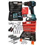 PROXTECH 137 PCS Usta Seri Kömürsüz Turbo Metal Mandren 2x Akülü Darbeli Matkap Vidalama Cırcırlı Lokma Takım