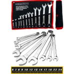 Proxtech Çantalı Profesyonel Güçlü Sağlam Chrome Vanadium Çelik 12 Parça Kombine Açık Ağız-Yıldız Anahtar Takım Seti 6-24 mm - Gri