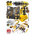 PROXTECH Full Takım 129 Parça Pense Fortpense Yıldız Düz çekiç Tornavida Takım 2x Akülü Matkap Takım