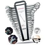 Proxtech Full Takim Tam Profesyonel Chrome Vanadium Çelik 21pcs (6-32) Kombine Açık Ağız-yıldız Anahtar Set Antrasit