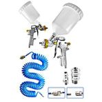 Proxtech Havalı Üstten Depo 1,3mm Boya Tabancası, Spiral Hava HORTUMU15 mt Hava Jakı Takım Set