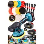 PROXTECH Orbital Akülü Polisaj Makinesi Seti | 2x Batarya + 11 Ped + 5 Fırça Pasta Cila Parlatma Takım