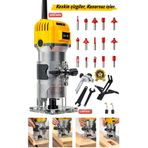 PROXTECH Premium Seri Ahşap Freze Makinesi, 6 Kademe Devir Ayarlı, 6 mm Pens, 12 Uç Dahil Pro Set