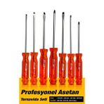 Proxtech Profesyonel Krom Vanadyum Çelik Manyetik Yıldız Düz Çelik Tornavida Set Takımı Asetat Saplı 7 Parça Kırmızı