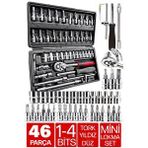 Proxtech Yüksek Kalite 46 Parça Mini Lokma Takımı Otomatik Cırcırlı 1/4" Kombinasyon Alet Seti Siyah