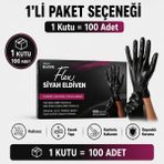 Prozirve Flex Hi-Tech Tpe Eldiven 100’LÜ Paket Tek Kullanımlık Pudrasız Elastik ve Dayanıklı - 1 Adet - Siyah