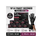 Prozirve Flex Hi-Tech Tpe Eldiven 100’LÜ Paket Tek Kullanımlık Pudrasız Elastik ve Dayanıklı - 10 Adet - Siyah