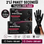 Prozirve Flex Hi-Tech Tpe Eldiven 100’LÜ Paket Tek Kullanımlık Pudrasız Elastik ve Dayanıklı - 2 Adet - Siyah - L - XL
