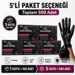 Prozirve Flex Hi-Tech Tpe Eldiven 100’LÜ Paket Tek Kullanımlık Pudrasız Elastik ve Dayanıklı - Siyah - 5 Adet