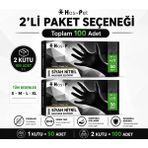 Prozirve Has-Pet Ekstra Kalın Siyah Nitril Eldiven 50’li Paket Pudrasız Lateks Içermez Dayanıklı Muayene Eldiveni - 2 Adet