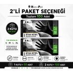 Prozirve Has-Pet Siyah Nitril Eldiven 50’Lİ Paket Pudrasız Dayanıklı Tek Kullanımlık Muayene Eldiveni - 2 Adet