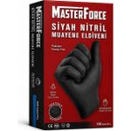 Prozirve Masterforce Siyah Nitril Eldiven 50’li Paket Pudrasız Ekstra Kalın Profesyonel Eldiven - 1 Adet - XL