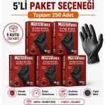 Prozirve Masterforce Siyah Nitril Eldiven 50’li Paket Pudrasız Ekstra Kalın Profesyonel Eldiven - 5 Adet