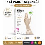 Prozirve Reflex Slimfit Copolymer Eldiven 100’LÜ Paket Gıdaya Uygun Pudrasız Tek Kullanımlık - 1 Adet - Krem - L - XL