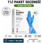 Prozirve Reflex Slimfit Copolymer Eldiven 100’LÜ Paket Gıdaya Uygun Pudrasız Tek Kullanımlık - 1 Adet - Mavi