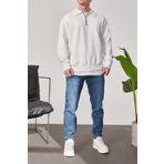 prtnc protonic Erkek Polo Yaka Oversize Beyaz Sweatshirt Yarım Fermuar Sweatshirt