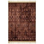 Prudence Kahverengi Bambu Makinada Yıkanabilir Kaymaz Taban Dijital Makine Baskı Salon Halı-I-Mvh-Zen-Z-4067-160x300