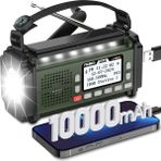 Prunus Dab+/fm Dijital Acil Durum Radyosu, 10000 Mah Bluetooth ve El Feneri - Yeşil
