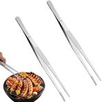 PRUOAVY 2 adet mutfak cımbızı paslanmaz çelik, profesyonel pişirme cımbızı, 30 cm uzunluğunda, aşçılar, aile kutlamaları, mutfak profesyonelleri ve daha fazlası için mükemmel, kızartma maşası, et maşası,