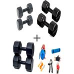 Ps Spor 3 Çift Dambıl Set 2 kg + 4 kg + 6 kg + 5 Çeşit Egzersiz Seti - Siyah