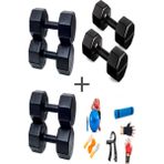 Ps Spor 3 Çift Dambıl Set 2 kg + 6 kg + 10 kg + 5 Çeşit Egzersiz Seti - Siyah
