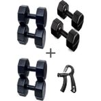 Ps Spor 3 Çift Dambıl Set 2 kg + 6 kg +10 kg + Ayarlanabilir Sayaçlı El Yayı - Siyah