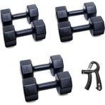 Ps Spor 3 Çift Dambıl Set 3 kg + 4 kg + 5 kg + Ayarlanabilir Sayaçlı El Yayı - Siyah