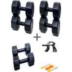 Ps Spor 3 Çift Dambıl Set 3 kg + 6 kg +9 kg + Ayarlanabilir Sayaçlı El Yayı ve Atlama Ipi - Siyah