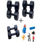 Ps Spor 3 Çift Dambıl Set 3 kg + 7 kg + 10 kg + 5 Çeşit Egzersiz Seti - Siyah