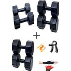 Ps Spor 3 Çift Dambıl Set 3 kg + 7 kg + 10 kg + Eldiven Ayarlanabilir Sayaçlı Yay ve Atlama Ipi - Siyah