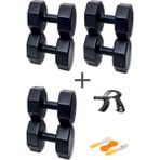 Ps Spor 3 Çift Dambıl Set 6 kg + 8 kg +10 kg + Ayarlanabilir Sayaçlı El Yayı ve Atlama Ipi - Siyah