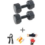 Ps Spor 4 kg Dambıl Set(4kg 2 Adet Dambıl) Body Eldiven Sayaçlı Ayarlanabilir El Yayı ve Atlama Ipi - Siyah