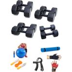 Ps Spor 4 Set Dambıl 3 kg x 2 Ad. 6 kg x 2 Ad. 8 kg x 2 Ad. 10 kg x 2 Ad.+5çeşit Egzeriz Seti - Siyah