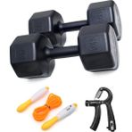 PS Spor 6 kg Dambıl X2 Adet= 12 kg Sayaçlı Ayarlanabilir El Yayı + Sayaçlı Atlama Ipi - 2 x 6 kg