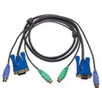 Ps/2 Kvm Kablosu, Vga Monitör 15 Pin Hdb Dişi, Ps/2 Klavye 6 Pin Mini-din Erkek, Ps/2 Mouse 6 Pin Mini-din Erkek Vga Monitör 15 P Siyah