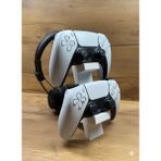 Ps5 Dualsense 2’li Oyun Kolu ve Kulaklık Standı | 3D Baskı Şık Dikey Tutucu (21.5X18X4 Cm) - Beyaz