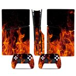 PS5 İnce Disk Konsolu ve Kablosuz Denetleyici için Cilt Çıkartması, Tam Set Koruyucu Cilt Sargısı, PS5 İnce Disk için Oyun Aksesuarları Çıkartma Kapağı (Alev)