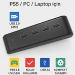Ps5 / Pc / Laptop Uyumlu 4 Port USB 2.0 Hub – Kolay Tak & Kullan Kompakt Tasarım - Siyah