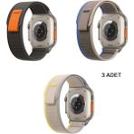PSGT Apple Watch Gs Dt Pro T500 T800 Ultra 3 4 5 6 7 8 Se 42 44 45 49 mm Uyumlu 3 Lu Kordon Kayış - Siyah - Sarı - 42-44-45-49MM