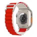 PSGT Apple Watch Uyumlu 38-40-41 S10(42) 1/2/3/4/5/6/se/7/8/ Kordon Alpin Loop Kordon - Kırmızı - Beyaz - (38/40/41MM)S10 S11(42MM)