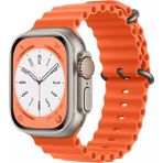 Psgt Apple Watch Uyumlu 42MM 44MM 45MM 49MM 1/2/3/4/5/6/se/7/8/ultra Kordon - Şeffaf - Turuncu - 42-44-45-49MM