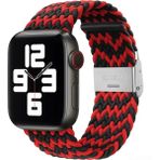 PSGT Apple Watch Uyumlu Yeni Ayarlanabilir Örgülü Esnek Kordon 42MM 44MM 45MM 49 mm Pr Pro 2025 - Siyah - Kırmızı - 42-44-45-49MM