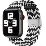 PSGT Apple Watch Uyumlu Yeni Ayarlanabilir Örgülü Esnek Kordon 42MM 44MM 45MM 49 mm Pr Pro 2030 - Siyah - Beyaz - 42-44-45-49MM