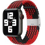 PSGT Apple Watch Uyumlu Yeni Ayarlanabilir Örgülü Esnek Kordon 42MM 44MM 45MM 49 mm Pr Pro 2043 - Kırmızı - Siyah - 42-44-45-49MM