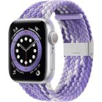 PSGT Apple Watch Uyumlu Yeni Ayarlanabilir Örgülü Esnek Kordon 42MM 44MM 45MM 49 mm Pr Pro 2060 - Mor - Beyaz - 42-44-45-49MM