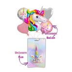 psikopuzzle Doğum Günü Parti Seti - Unicorn Balon ve Pasta Mumu - Doğum Günü Süsü - Unicorn Temalı