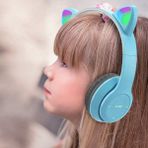 Psl P47M Cat Ear Kedi Kulaklı Kulak Üstü Kablosuz Bluetooth Kulaklık - Lacivert