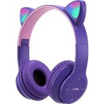 Psl P47M Cat Ear Kedi Kulaklı Kulak Üstü Kablosuz Bluetooth Kulaklık - Mor