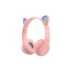 Psl P47M Cat Ear Kedi Kulaklı Kulak Üstü Kablosuz Bluetooth Kulaklık - Pembe